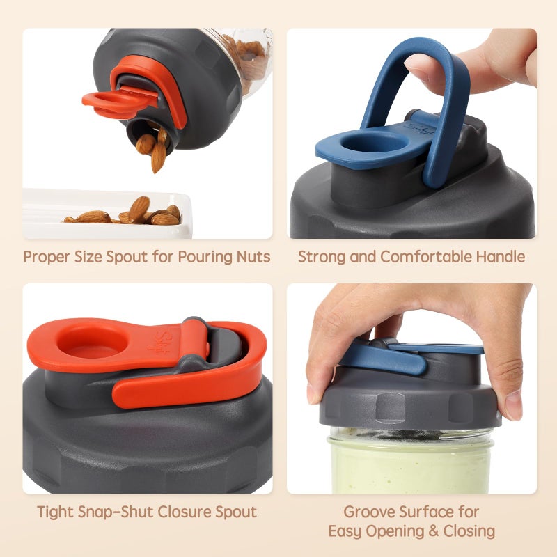 SOLIGT 4 Pack Mason Jar Lids, Wide Mouth Pour Spout Flip Cap Lids for Ball Brand Mason Jars, Leak Proof Airtight for Drinking Salad Dressing & Food Storing - Image 5