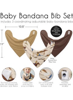 Sweet Jojo Designs Sweet Jojo Designs Western Cowboy Boy Baby Bandana Bibs Newborn Infant Feeding Drool Red Blue Tan Chocolate Brown and White Wild West Southern Country Horse - 3 Pack Set of Absorbent Fabric Bibdanas  - Image 3