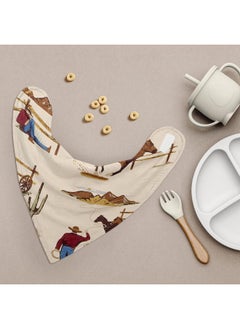 Sweet Jojo Designs Sweet Jojo Designs Western Cowboy Boy Baby Bandana Bibs Newborn Infant Feeding Drool Red Blue Tan Chocolate Brown and White Wild West Southern Country Horse - 3 Pack Set of Absorbent Fabric Bibdanas  - Image 2