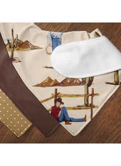 Sweet Jojo Designs Sweet Jojo Designs Western Cowboy Boy Baby Bandana Bibs Newborn Infant Feeding Drool Red Blue Tan Chocolate Brown and White Wild West Southern Country Horse - 3 Pack Set of Absorbent Fabric Bibdanas  - Image 5