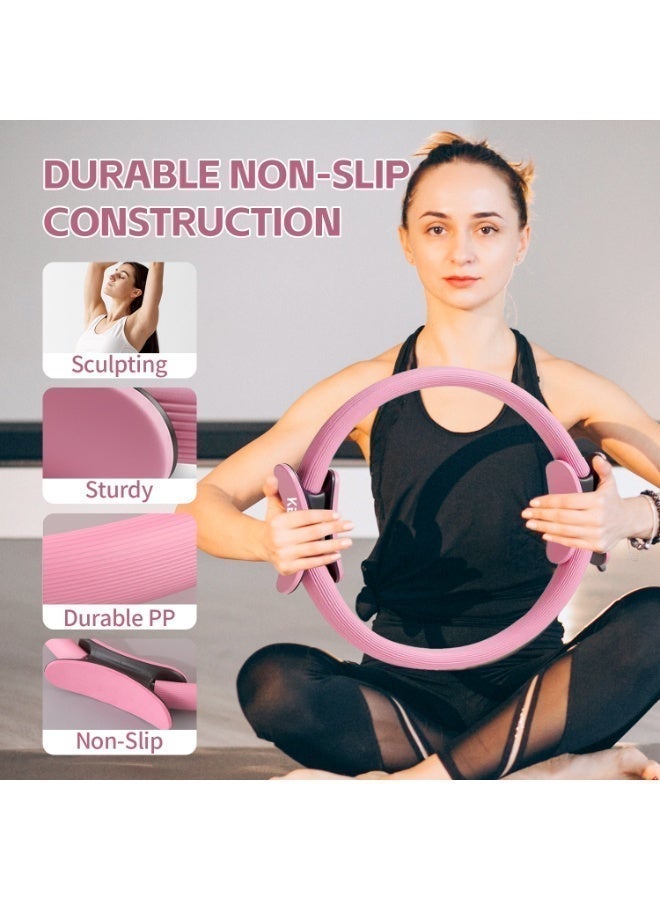 12-Piece Pilates Ring Set with Leg Thigh Massager – Magic Circle, 9.8-Inch Ball & Resistance Band - Image 4