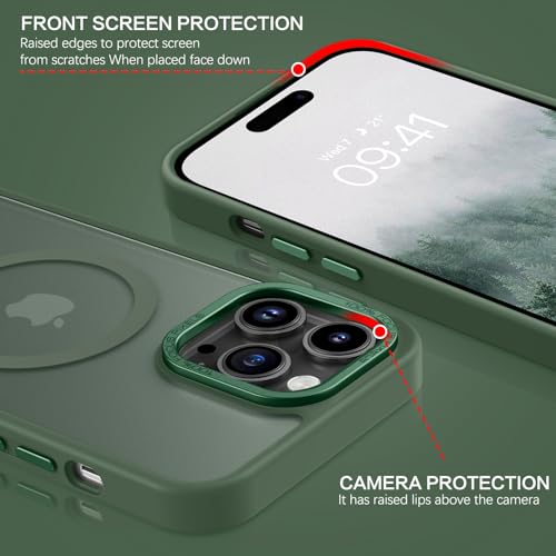 BENTOBEN Magnetic for iPhone 14 Pro Case [Compatible with Magsafe] Translucent Matte 14 Pro Phone Case Slim Shockproof Women Men Girls Boys Protective Cover Cases for iPhone14 Pro 6.1", Forest Green - Image 5