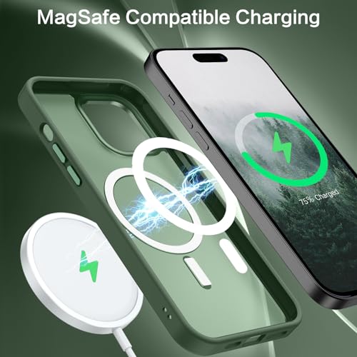 BENTOBEN Magnetic for iPhone 14 Pro Case [Compatible with Magsafe] Translucent Matte 14 Pro Phone Case Slim Shockproof Women Men Girls Boys Protective Cover Cases for iPhone14 Pro 6.1", Forest Green - Image 4