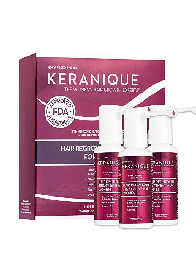 Keranique Hair Regrowth Treatment Extended Nozzle Sprayer 2% Minoxidil (3 Pack)  - Image 2