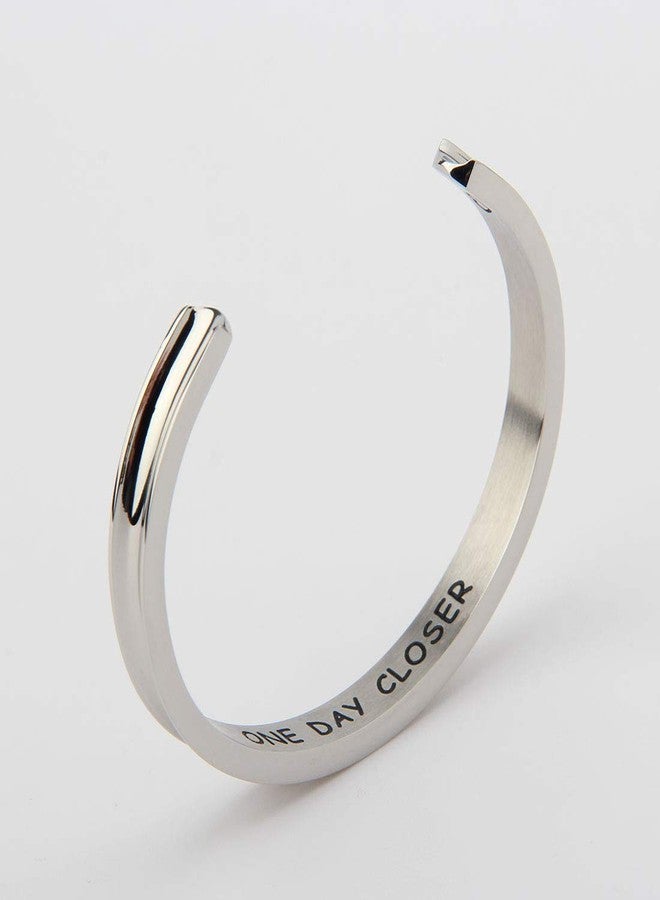 WUSUANED One Day Closer Hair Tie Deep Grooved Cuff Bracelet Long Distance Relationship Gift for Wife Girlfriend (one day closer silver) - Image 5