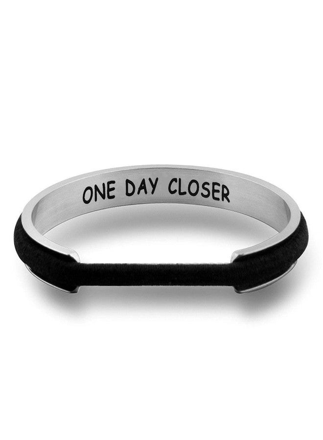 WUSUANED One Day Closer Hair Tie Deep Grooved Cuff Bracelet Long Distance Relationship Gift for Wife Girlfriend (one day closer silver) - Image 1