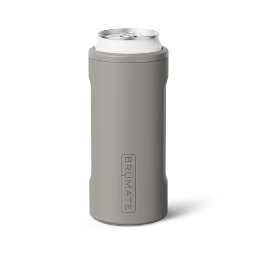 BrÃ¼Mate BrMate Hopsulator Slim Can Cooler Insulated for 12oz Slim Cans Skinny Can Insulated Stainless Steel Drink Holder for Hard Seltzer Beer Soda and Energy Drinks Mocha - Image 1
