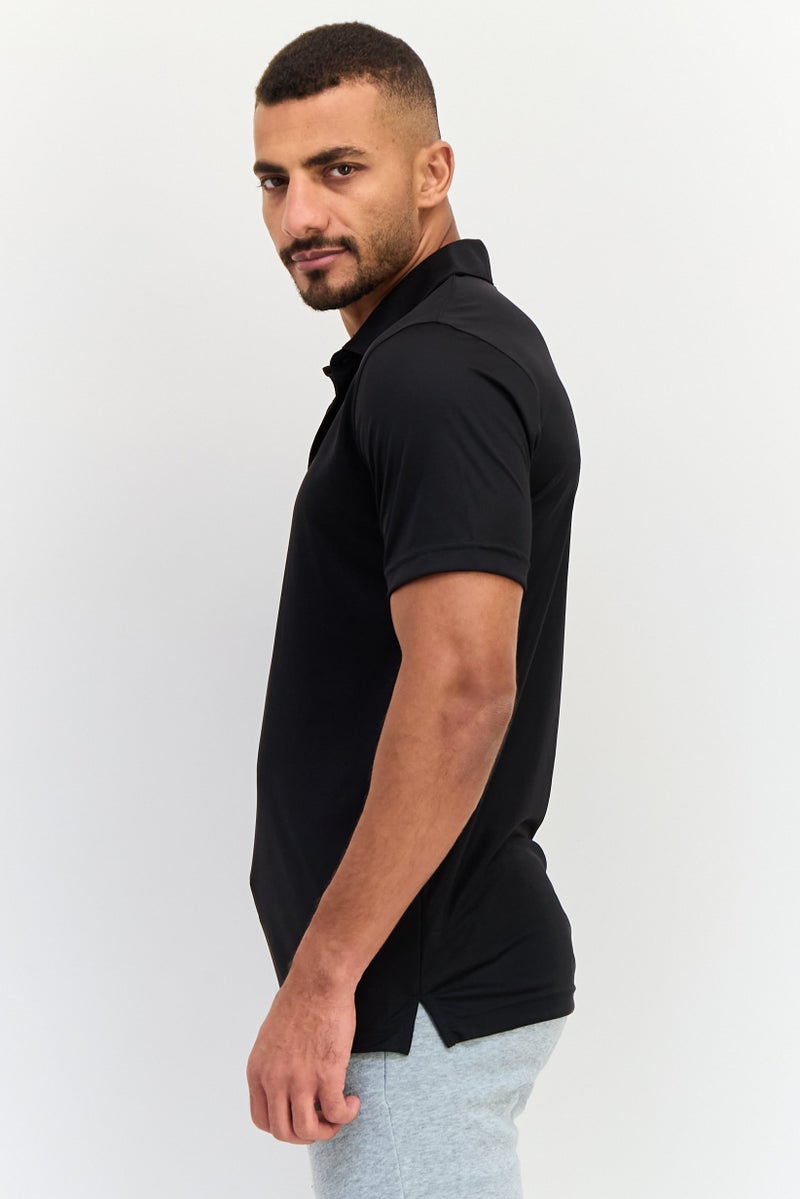 PUMA تي شيرت بولو رياضي للرجال بشعار العلامة التجارية، أسود - Image 3