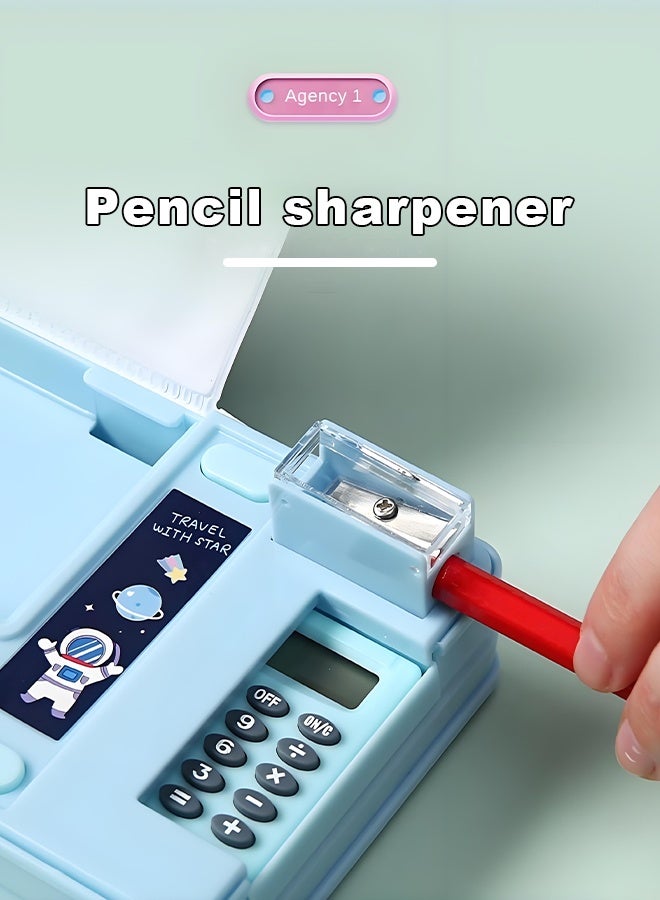 Brons Multi-Functional Pencil Case For Kids-Space Magnetic Stationary For Kids, Pencil Case For Boys & Girls, Space Theme Gifts For Kids With Calculator+Sharpener.  - Image 3