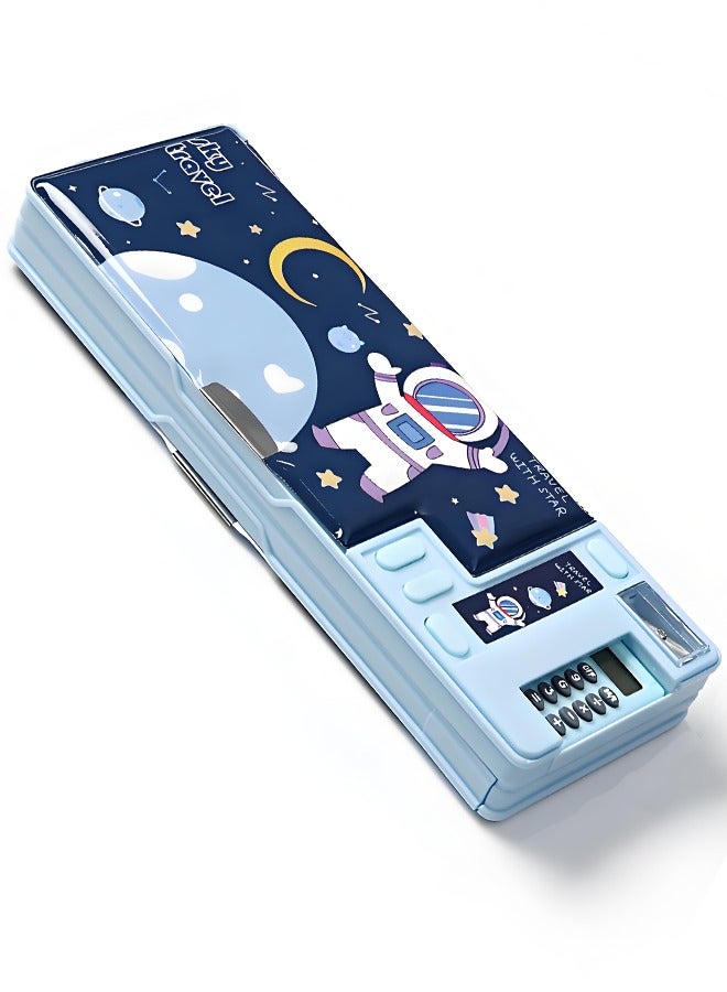 Brons Multi-Functional Pencil Case For Kids-Space Magnetic Stationary For Kids, Pencil Case For Boys & Girls, Space Theme Gifts For Kids With Calculator+Sharpener.  - Image 1