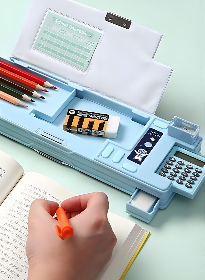 Wish Plus Multi-Functional Pencil Case For Kids-Space Magnetic Stationary For Kids, Pencil Case For Boys & Girls, Space Theme Gifts For Kids With Calculator+Sharpener.  - Image 2