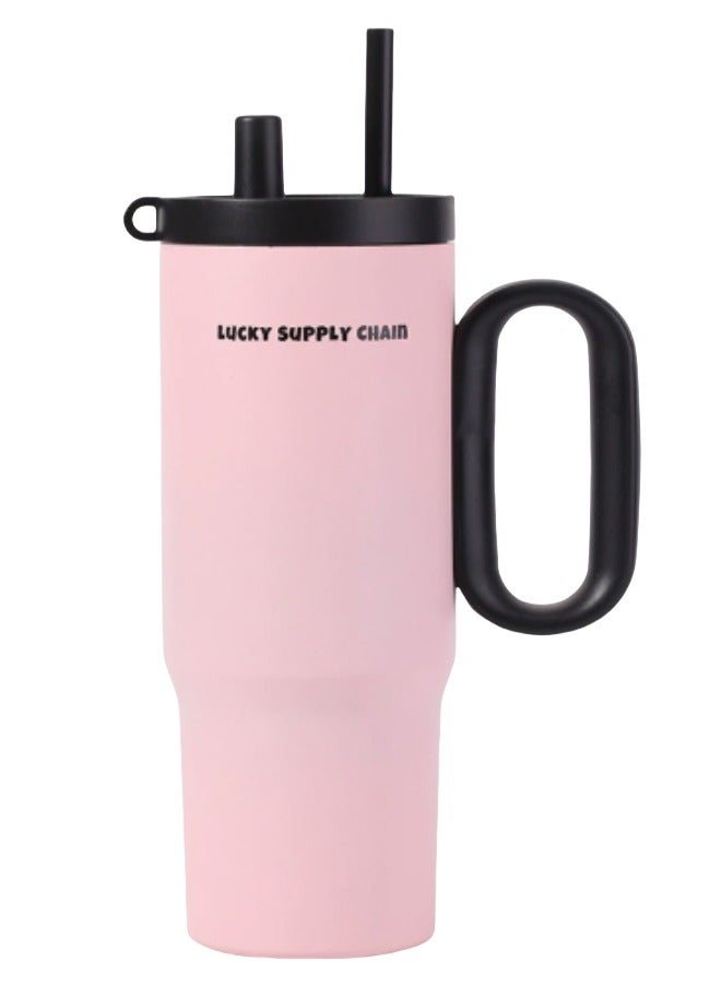 Simple and stylish 750ml large capacity straw cup with lid and independent tea compartment, stainless steel insulated thermos. Use as car water cup, fitness water cup, and daily carry-on water cup. - Image 1