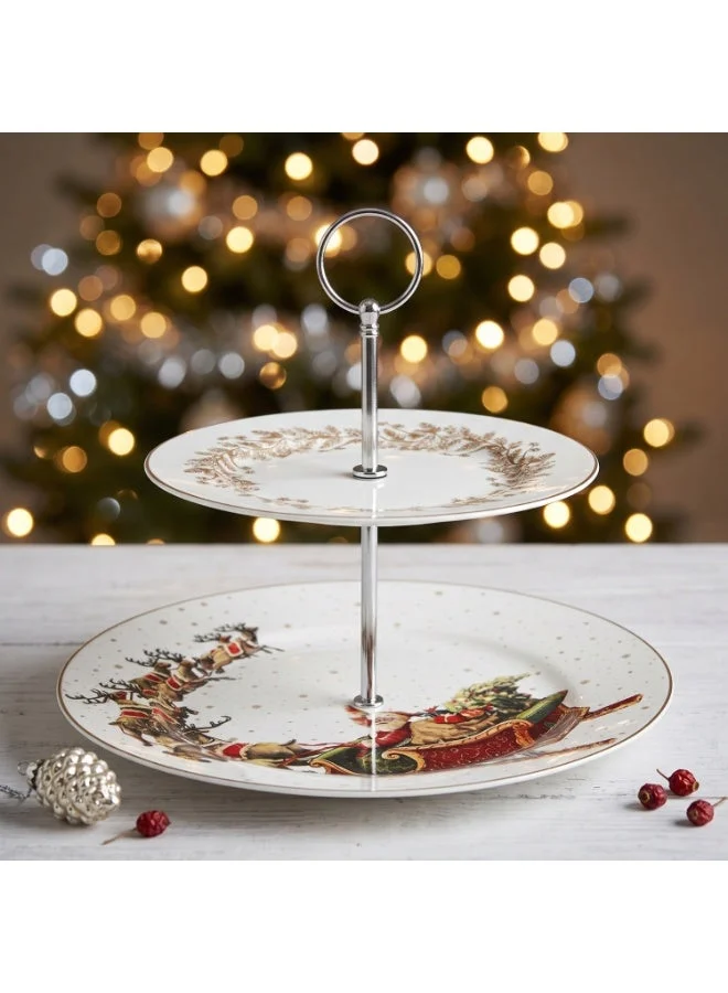 2 Tier Fruit Stand 19/27cm Christmas Holiday Season Collection Dinnerware