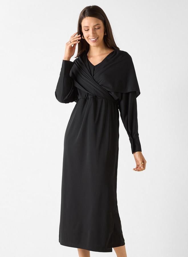 ايكونيك فستان طويل سادة بأكمام طويلة من آيكونيك - Image 1