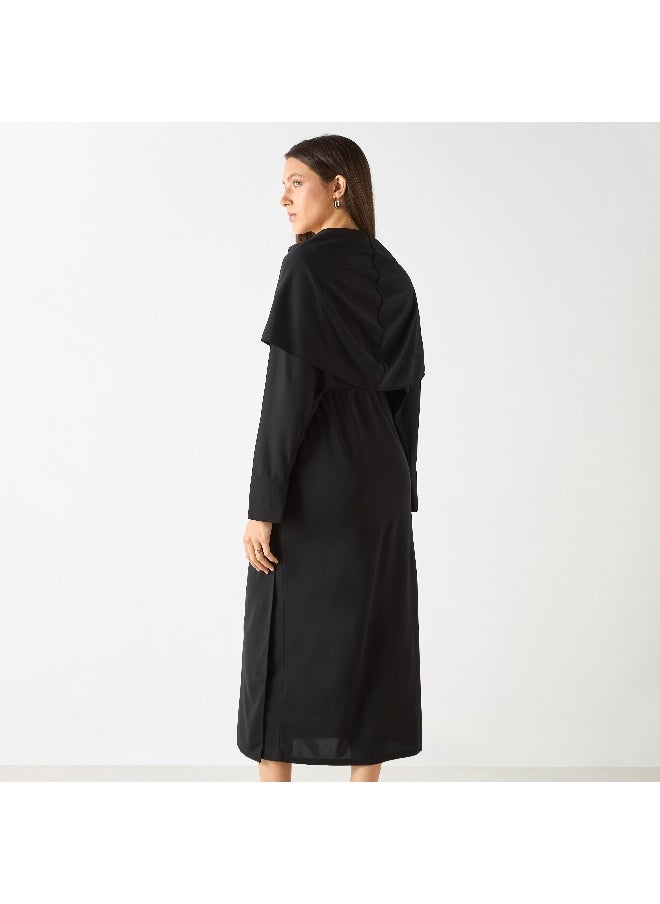Iconic Iconic Solid Maxi Dress with Long Sleeves  - Image 1