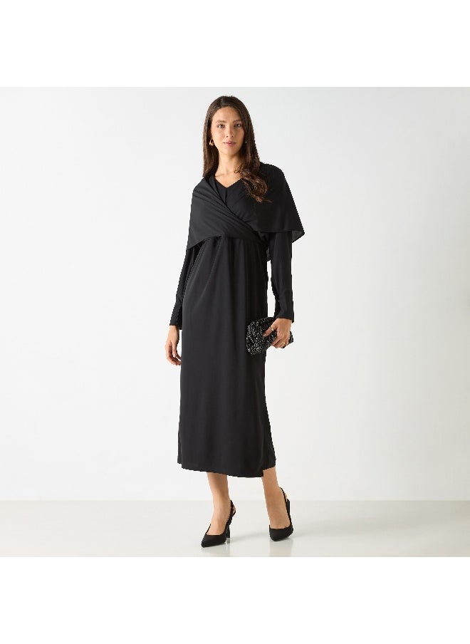 Iconic Iconic Solid Maxi Dress with Long Sleeves  - Image 3