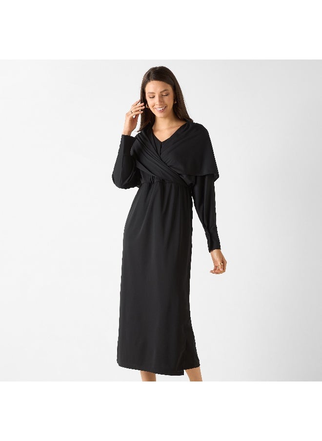 Iconic Iconic Solid Maxi Dress with Long Sleeves  - Image 4