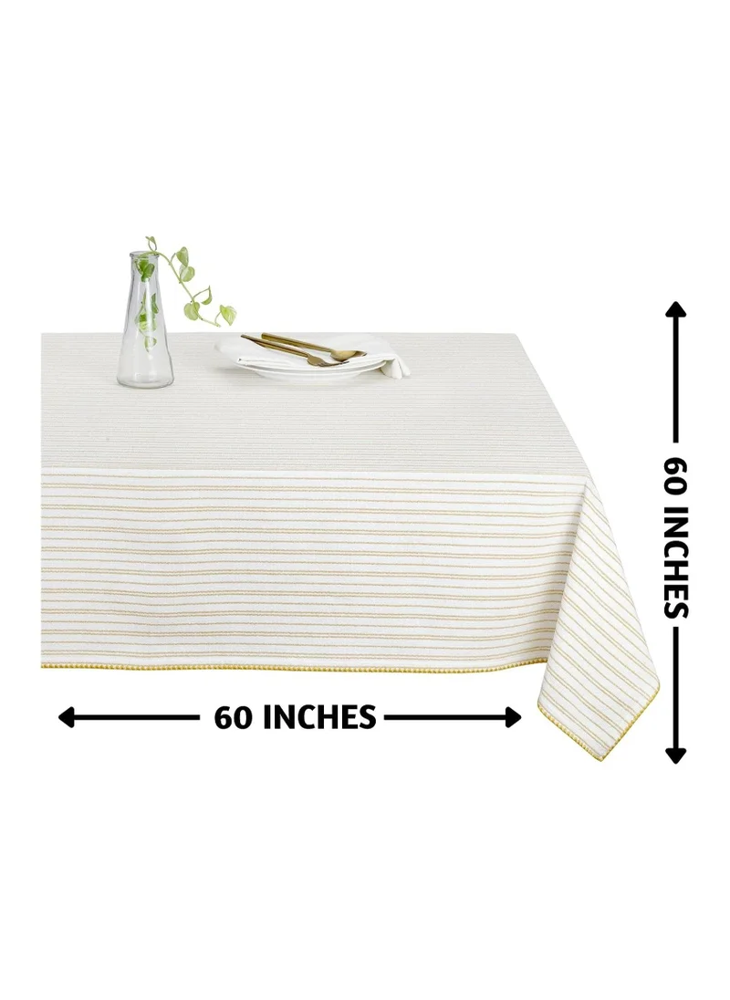 Folkulture Folkulture Table Cloth or Tablecloths for Square Table 60 X 60 Inches, 100% Cotton Bohemian Table Cover for Farmhouse Tabletop or Boho Decorations, Outdoor Table Clothes for Spring or Summer, Mustard