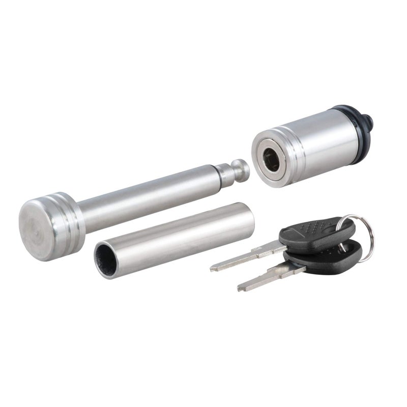 CURT 23517 Stainless Steel Trailer Hitch Lock 12Inch Pin Diameter 58Inch Adapter Fits 114 or 2Inch Receiver Silver