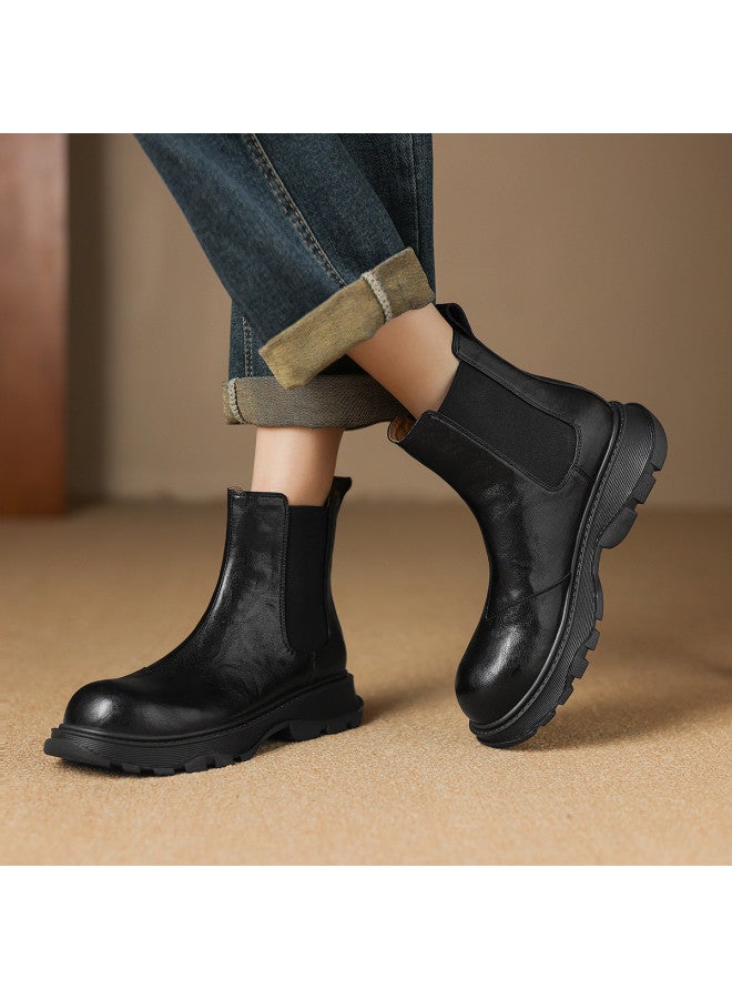 AME Casual Sports Low-cut Short Boots 2025, Patchwork Elastic Slip-on Chelsea Boots, College Style Short Boots For Women - Image 2