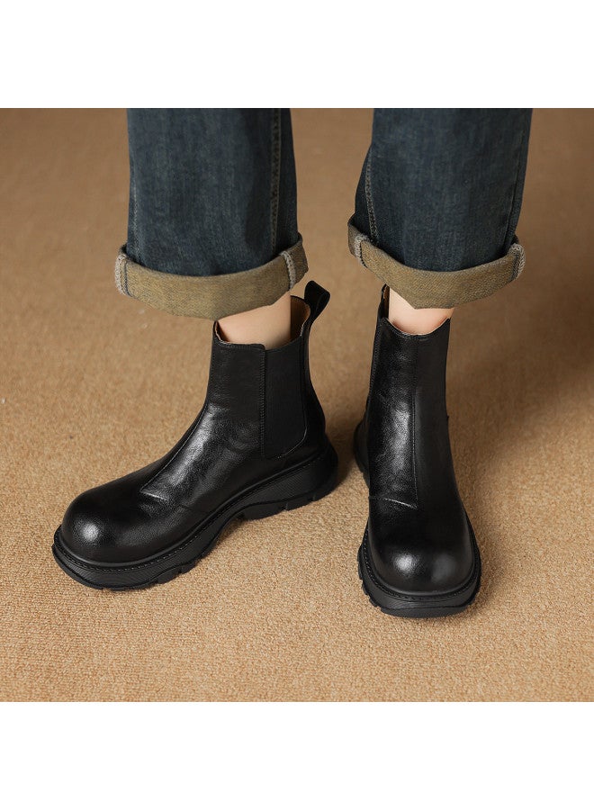 AME Casual Sports Low-cut Short Boots 2025, Patchwork Elastic Slip-on Chelsea Boots, College Style Short Boots For Women - Image 4