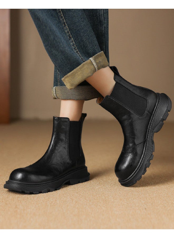 AME Casual Sports Low-cut Short Boots 2025, Patchwork Elastic Slip-on Chelsea Boots, College Style Short Boots For Women - Image 1