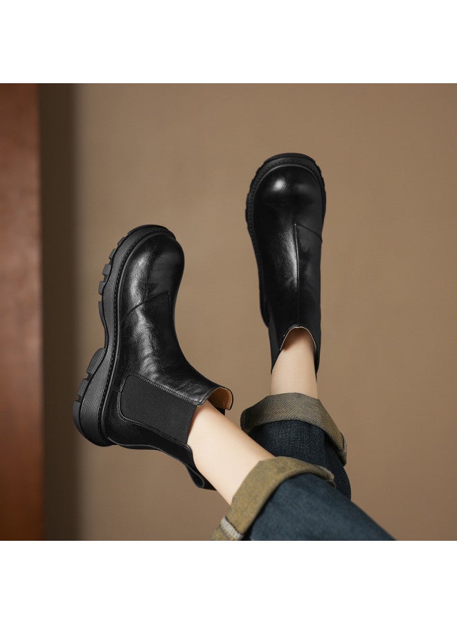 AME Casual Sports Low-cut Short Boots 2025, Patchwork Elastic Slip-on Chelsea Boots, College Style Short Boots For Women - Image 5