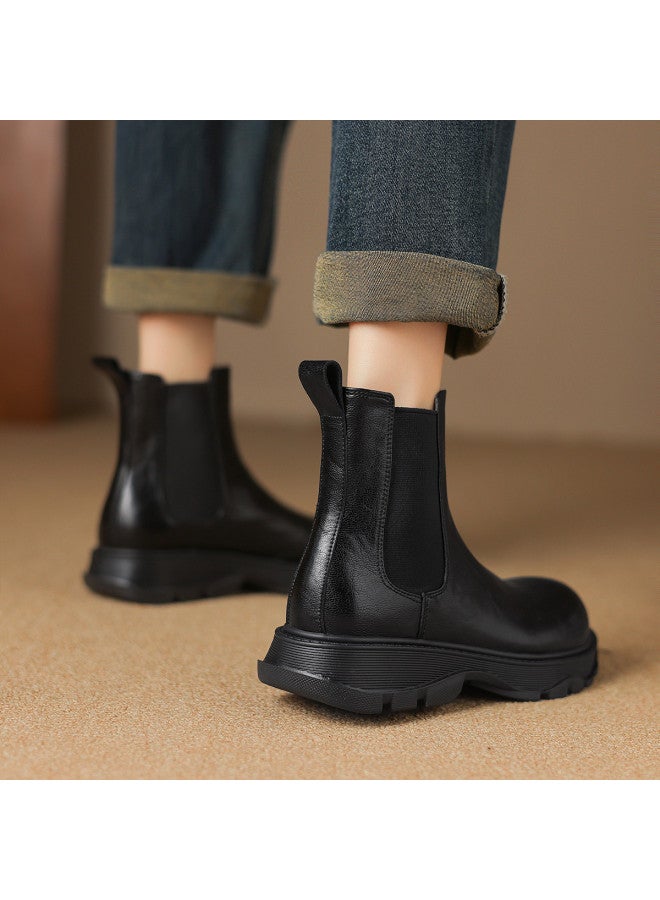 AME Casual Sports Low-cut Short Boots 2025, Patchwork Elastic Slip-on Chelsea Boots, College Style Short Boots For Women - Image 3
