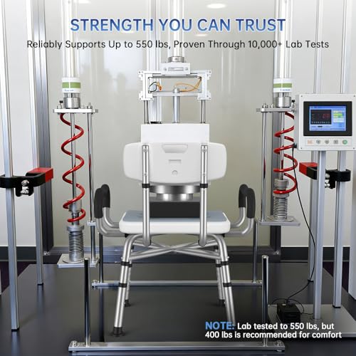 BRITULIF Adjustable Shower Chair with Arms & Back, Stable Heavy Duty 550lbs Safety Bathtub Seat with Non-Slip Feet, Rust-Resistant Aluminum Frame & Tool-Free Assembly for Elderly & Disabled - Image 3