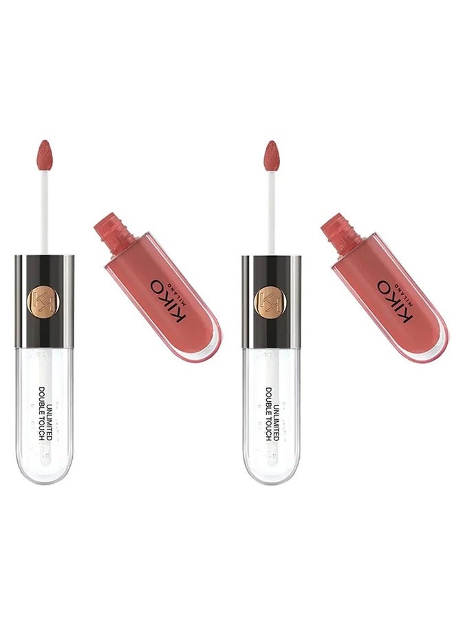 Kiko - Unlimited Double Touch Liquid Lip Colour 103 Natural Rose 2 Pack - Image 1