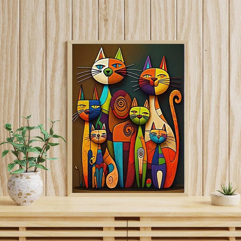 mrpwnle Cat Diamond Painting Kits for Adults Beginners, DIY Cute Cat Diamond Art Kits for Adults 5D Full Drill Diamond Art Dots Gem Paintings Kit for Festival Home Wall Decor 12x16inch - Image 2