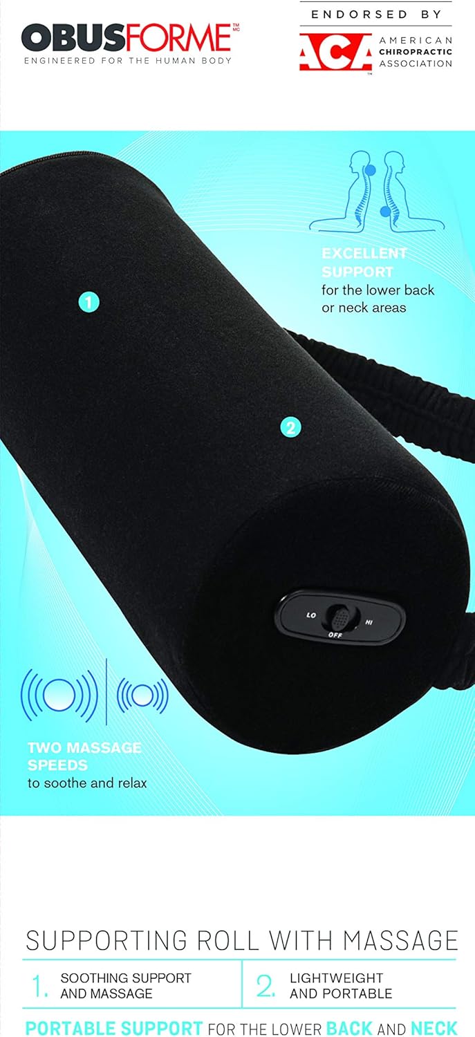 ObusForme Portable Supporting Roll with Two Speed Massage Settingsfor Lower Back and Neck - Image 5