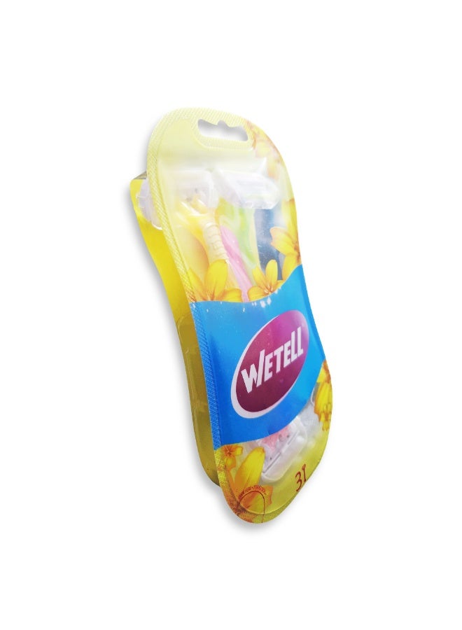 WETELL Shaver sensitive 3 Women's Razor - 3 precision blades for longer-lasting results, a moisturizing strip enriched with aloe vera and vitamin E for a smooth shave without irritation, and an ergonomic design that moves smoothly with the curves of the body for comfort and a closer, smoother shave every time - Image 2