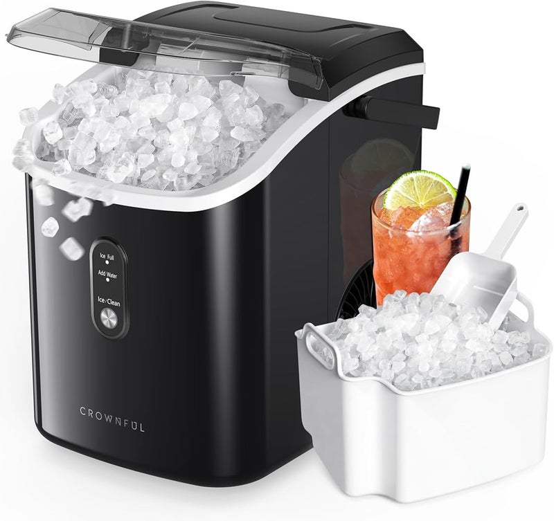 CROWNFUL Nugget Ice Maker Countertop, Portable Pebble Ice Maker Machine, 15kg/24H Soft Chewable Ice, First Ice in 8 Mins, 1.1L Water Tank, Self-Cleaning, Quiet Operation for Home Kitchen Office Drinks - Image 1