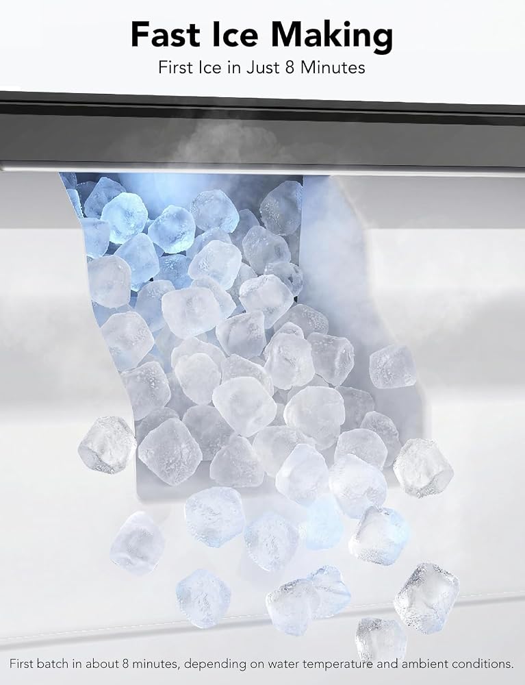 CROWNFUL Nugget Ice Maker Countertop, Portable Pebble Ice Maker Machine, 15kg/24H Soft Chewable Ice, First Ice in 8 Mins, 1.1L Water Tank, Self-Cleaning, Quiet Operation for Home Kitchen Office Drinks - Image 4