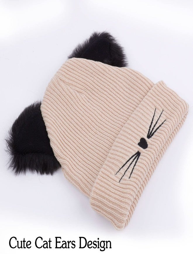 LUCKYBUNNY Women Girls Cute Cat Ears Beanie Hat Winter Crochet Knit Cap - Image 4