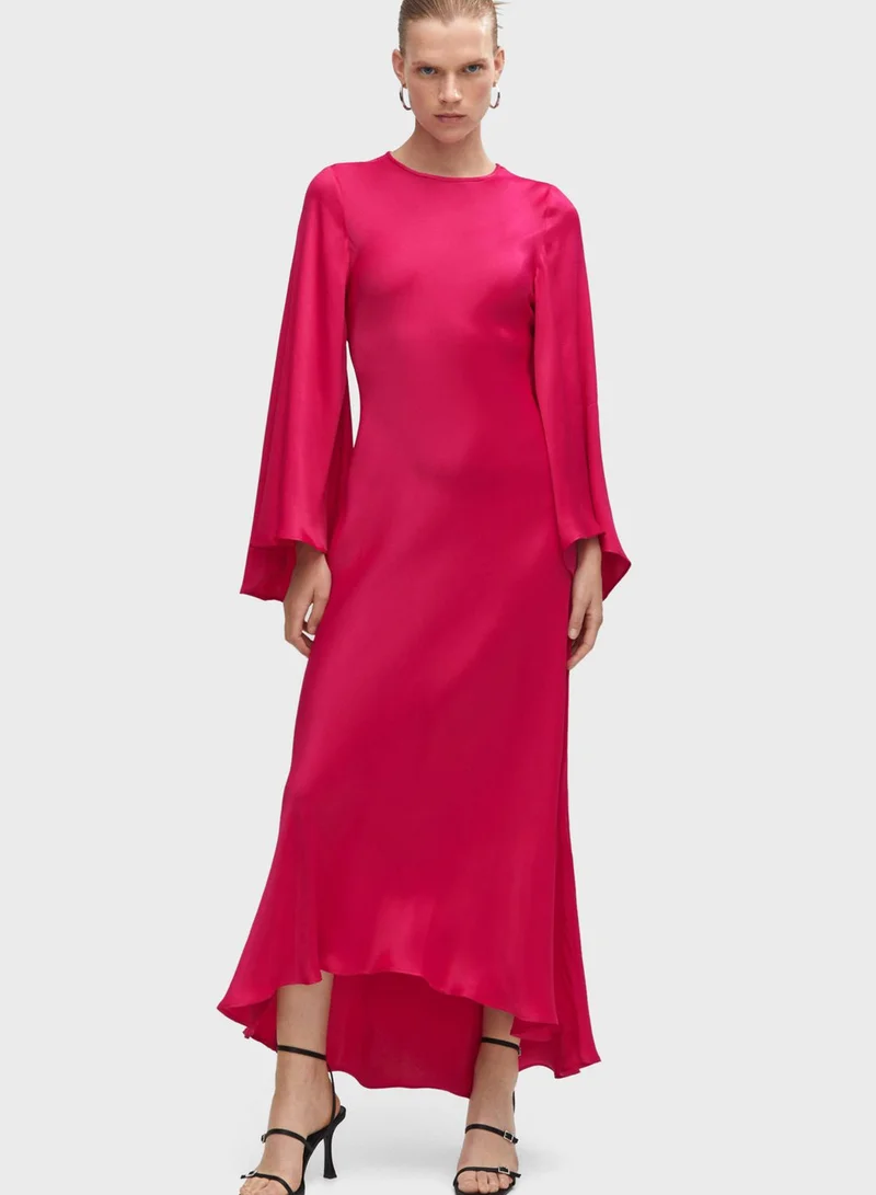 MANGO Flared Sleeve Dress for Women | Best Price KSA