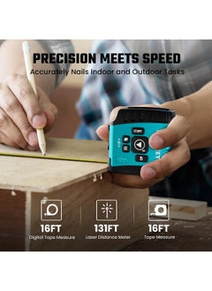 MILESEEY MiLESEEY DT20 Laser Tape Measure 3-in-1, 130FT Laser Distance Meter, 16FT Digital Tape Measure, Regular Tape Measure, Area Volume Measuring Pythagorean Mode, Waterproof and Rechargeable  - Image 4