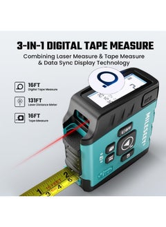 MILESEEY MiLESEEY DT20 Laser Tape Measure 3-in-1, 130FT Laser Distance Meter, 16FT Digital Tape Measure, Regular Tape Measure, Area Volume Measuring Pythagorean Mode, Waterproof and Rechargeable  - Image 2