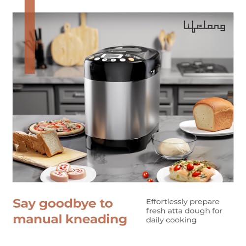Lifelong Atta Dough & Bread Maker Machine for Home - 550W One Touch Automatic Machine for Kneading, Baking & Fermentation - 19 Presets - Chapati Dough, Multiple Bread types, Dessert, Cake, Jam etc. - Image 2