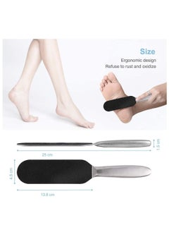 SYOSI Pedicure Foot File And Callus Remover for Hard Skin, Stainless Steel Foot Rasp File With 10 Free Refill Grits DoubleSided Replacement Pads Easy Feet Scrubber For Bath Pedicure Salon  - Image 3