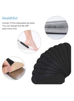 SYOSI Pedicure Foot File And Callus Remover for Hard Skin, Stainless Steel Foot Rasp File With 10 Free Refill Grits DoubleSided Replacement Pads Easy Feet Scrubber For Bath Pedicure Salon  - Image 4