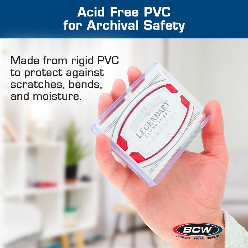 BCW حامل بطاقات سميك مع فتحات علوية | يحمل بطاقات تذكارية، وبطاقات بقع، وبطاقات قمصان | أكمام بطاقات واقية للمقتنيات وبطاقات التداول | حامل بطاقات عرض بلاستيكي صلب واقي (240 نقطة / 7 مم) - Image 4