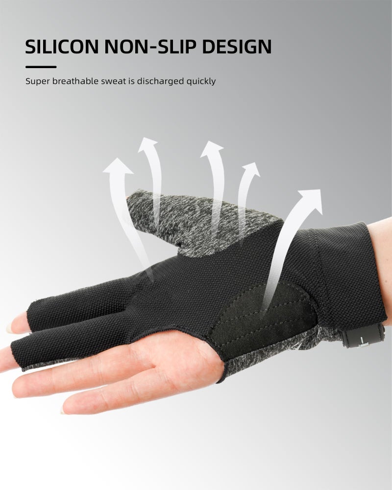 KONLLEN Billiards Gloves for Left Hand/Right Hand L/XL Pool Gloves Professional Non-Slip Adjustable Breathable Snooker Gloves Popular Sizes for Men & Women - Image 3
