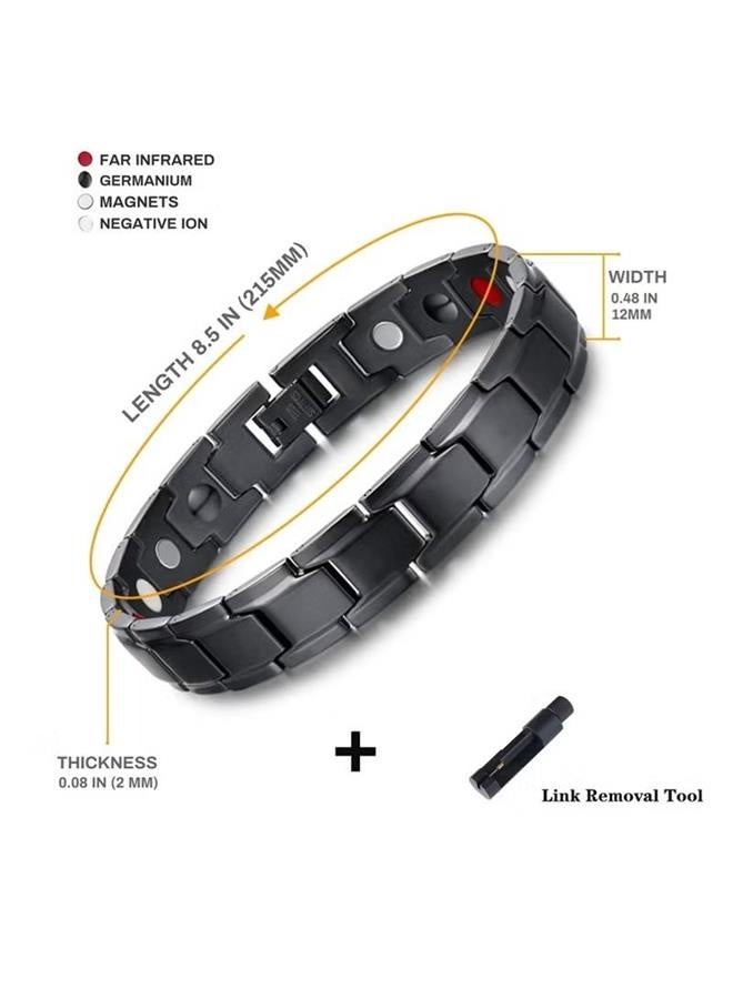 Magnetic Stainless Chain Steel Mens Bracelet with Magnets and Free Link Removal Kit (Black) - Image 2
