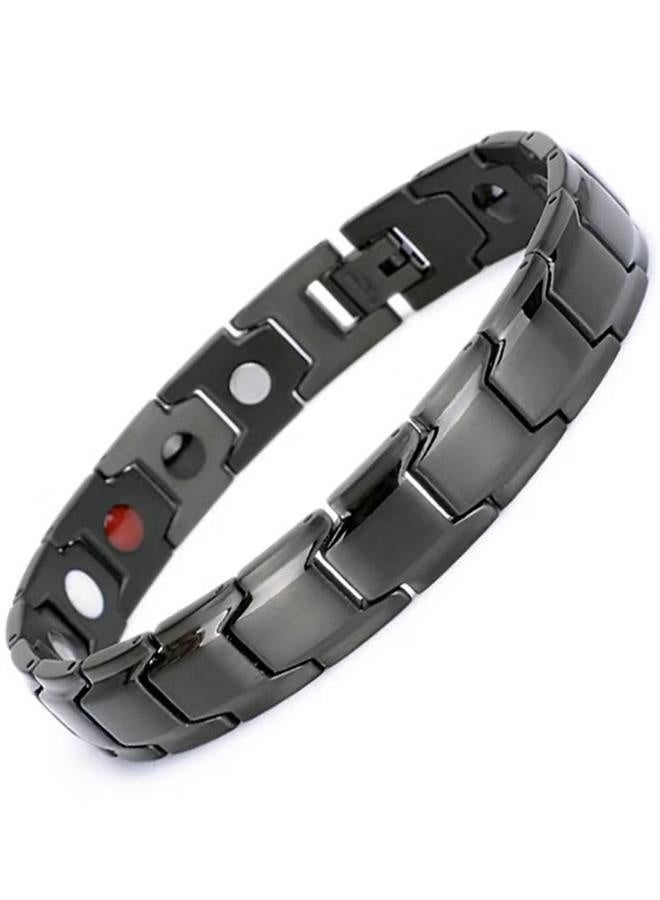 Magnetic Stainless Chain Steel Mens Bracelet with Magnets and Free Link Removal Kit (Black) - Image 4