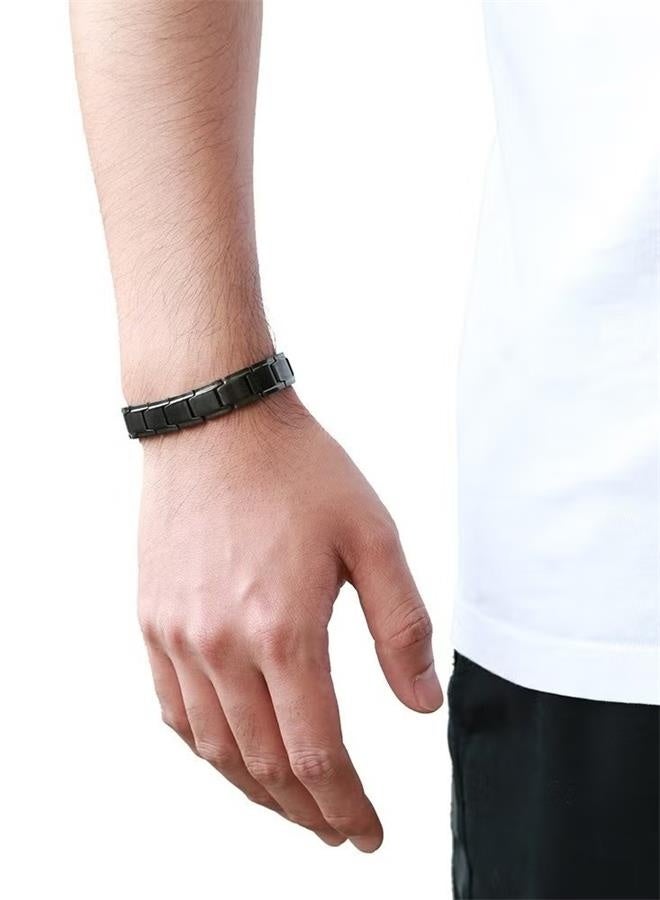 Magnetic Stainless Chain Steel Mens Bracelet with Magnets and Free Link Removal Kit (Black) - Image 3