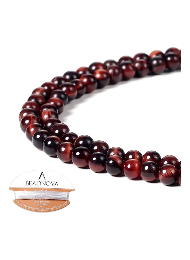 4 مللي متر عين النمر الأحمر الأحجار الكريمة جولة فضفاض الخرز للمجوهرات ماك - Image 4