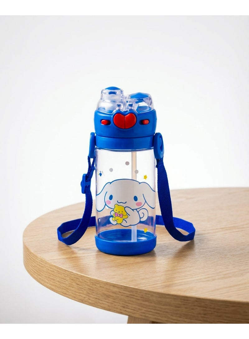 Kids Water Bottle with Dual Drinking Modes (Straw & Spout) – Leakproof Tritan Sippy Cup with Shoulder Strap – BPA Free Cartoon Design (450ml) - Image 3
