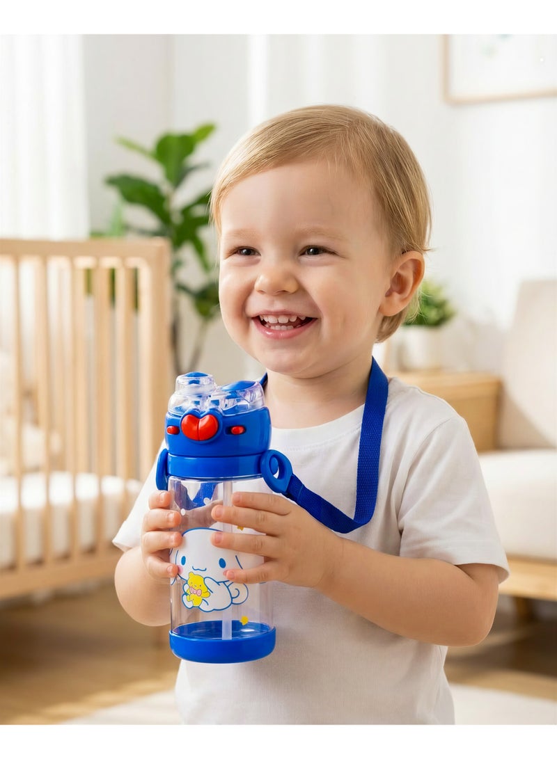 Kids Water Bottle with Dual Drinking Modes (Straw & Spout) – Leakproof Tritan Sippy Cup with Shoulder Strap – BPA Free Cartoon Design (450ml) - Image 5